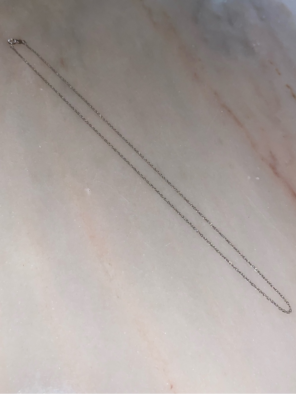 Delicate 14KT White Gold F Stamped Open Rope Chain 18”